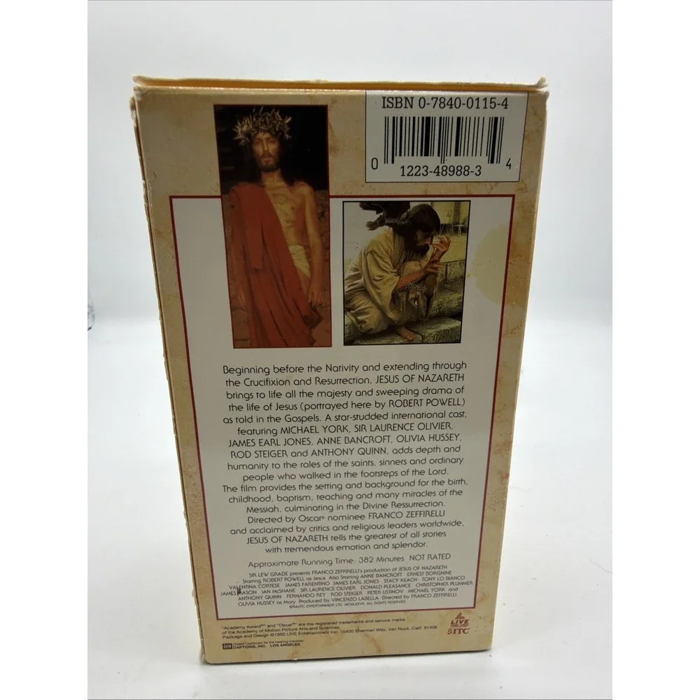 Jesus of Nazareth VHS 1977‎ Religious Epic Franco Zeffirelli Live Home Video
